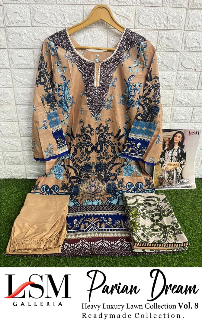 Lsm Parian Dream Vol 8 Lawn Cotton Pakistani Readymade Suits Wholesale Market In Surat
